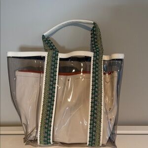 Chic Transparent Tote with White and Green Details